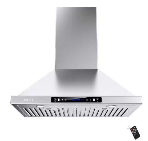 Photo 1 of 
iKTCH
36 in. 900 CFM Convertible Wall Mount Range Hood in Stainless Steel w/ LED, Charcoal Filter,Gesture/Touch/Remote Control