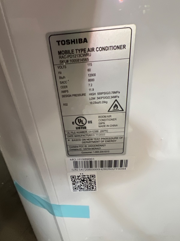 Photo 2 of (Renewed) Toshiba 10,000 BTU (7,000 BTU DOE) 115-Volt WiFi Portable Air Conditioner with Dehumidifier Mode for up to 300 sf
