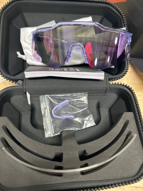 Photo 2 of 100% Speedcraft XS Sport Performance Cycling Sunglasses (Polished Translucent Lavender - HiPER Lavender Mirror Lens)