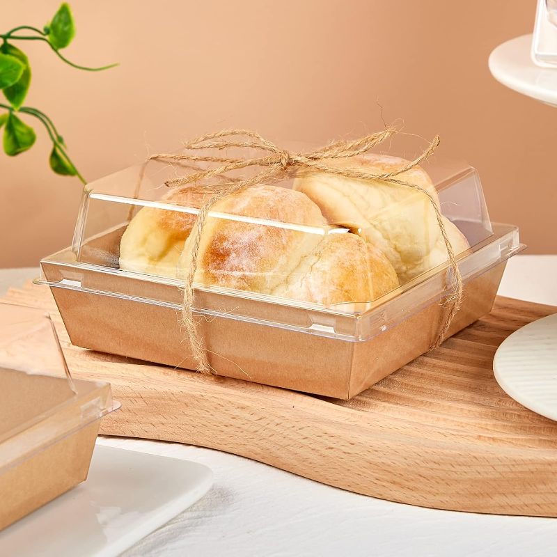 Photo 1 of 
ZORRITA 50 Pack Paper Charcuterie Boxes with Clear Lids, 5 Inch Square Kraft Bakery Boxes To Go Food Containers for Desserts, Sandwich, Cake Slice,...
Color:Brown