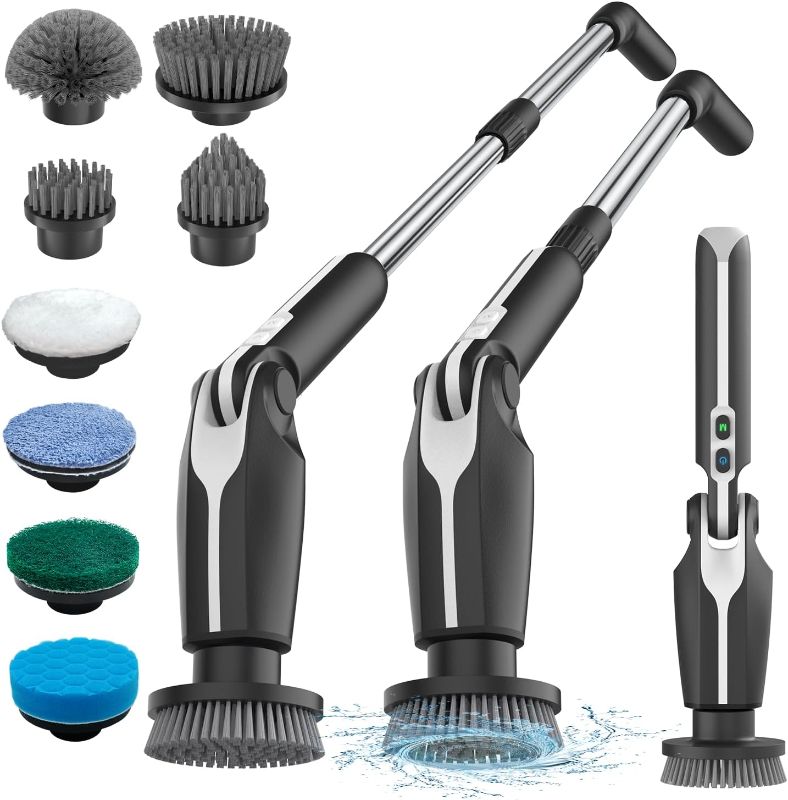 Photo 1 of **4 SCRUB BRUSHES MISSING**
Leebein Electric Spin Scrubber, 2024 New Electric Scrubber with 4 Adjustable Angles and 8 Brush Heads, Shower Scrubber with Long Handle & Remote Control, Cleaning Brush for Bathroom, Tub, Floor(Black)
