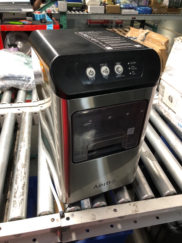 Photo 7 of ***USED - DAMAGED - DENTED - DOESN'T POWER ON - UNABLE TO TROUBLESHOOT - SEE PICTURES***
Aeitto Nugget Ice Maker Countertop, 55 lbs/Day, Chewable Ice Maker, Rapid Ice Release in 5 Mins, Auto Water Refill, Self-Cleaning, Stainless Steel Housing Ice Machine