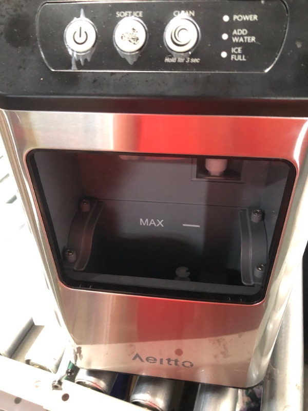 Photo 6 of ***USED - DAMAGED - DENTED - DOESN'T POWER ON - UNABLE TO TROUBLESHOOT - SEE PICTURES***
Aeitto Nugget Ice Maker Countertop, 55 lbs/Day, Chewable Ice Maker, Rapid Ice Release in 5 Mins, Auto Water Refill, Self-Cleaning, Stainless Steel Housing Ice Machine