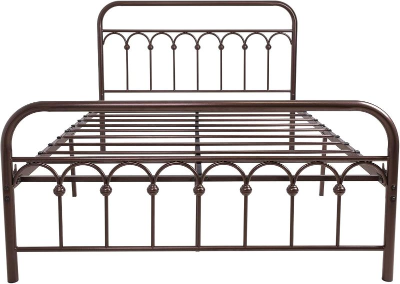 Photo 1 of 
YALAXON Vintage Sturdy Full Size Metal Bed Frame with Headboard and Footboard Basic Bed Frame No Box Spring Needed?Antique Brown
Size:Full
Color:Antique Brown