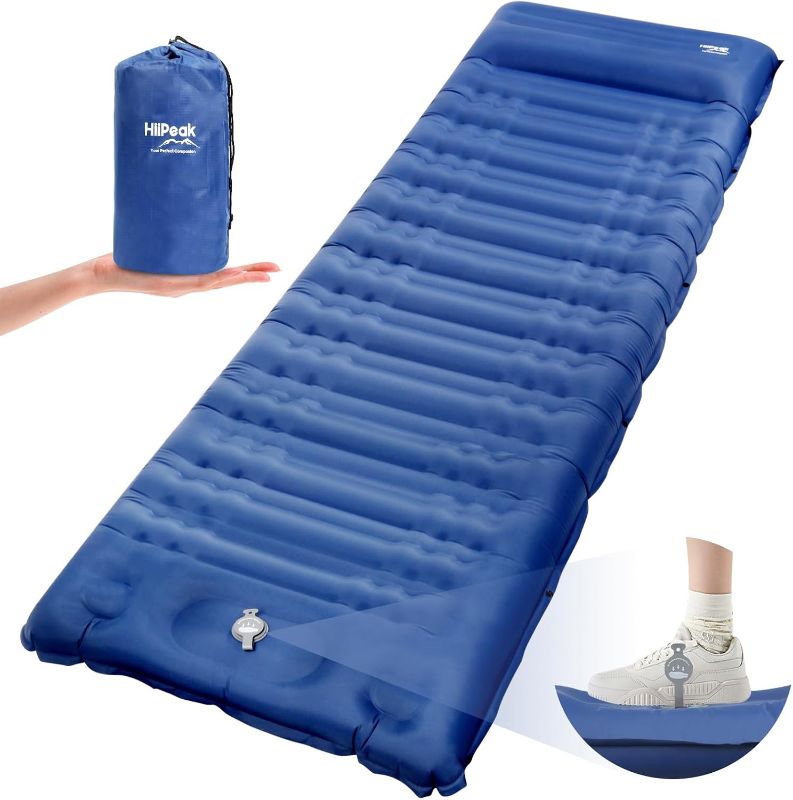 Photo 1 of (READ FULL POST) HiiPeak Sleeping Pad for Camping- Ultralight Inflatable Sleeping Mat with Built-in Foot Pump & Pillow, Upgraded Compact Camping Air Mattress for Camping, Backpacking, Hiking (Navy Blue)
