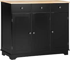 Photo 1 of *MISSING PARTS*  PARTS ONLY* HOMCOM Sideboard with Solid Wood Countertop, Modern Kitchen Storage Cabinet, Coffee Bar Cabinet with 3 Drawers, Doors and Adjustable Shelf, Black