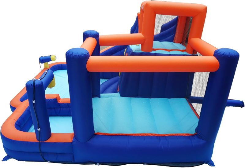 Photo 2 of 14 ft x 12 ft Inflatable Bounce House Water Slide Combo,2 Pools & Long Slide & Jumping Area & Big Climbing Wall & Sprayer,Water Slide with Air Blower
