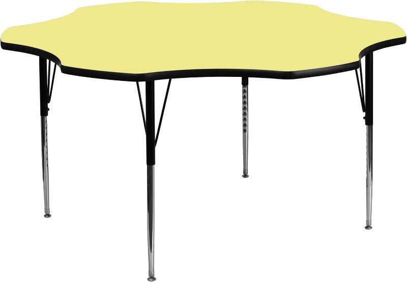 Photo 1 of * MISSING LEGS* Flash Furniture Wren 60'' Flower Yellow Thermal Laminate Activity Table - Standard Height Adjustable Legs
