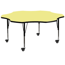 Photo 1 of * MISSING LEGS* Flash Furniture Wren 60'' Flower Yellow Thermal Laminate Activity Table - Standard Height Adjustable Legs
