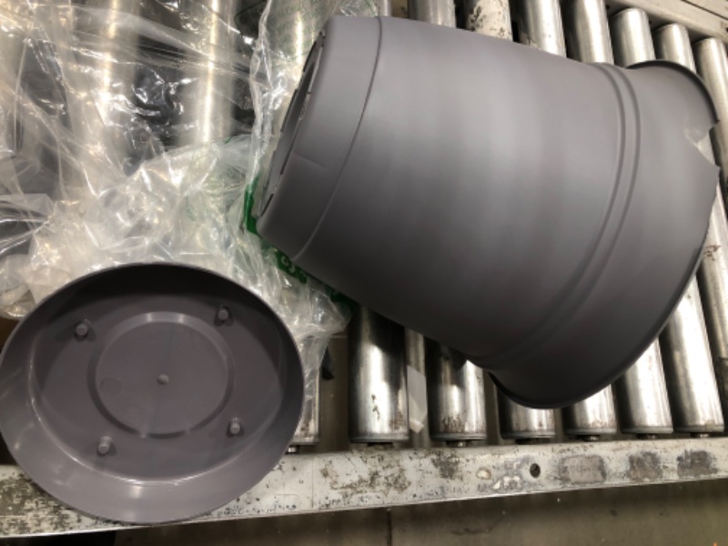 Photo 2 of * DAMAGED* HC Companies ECA12000 12 In Eclipse Planter w/ Attached Saucer, Warm Gray
