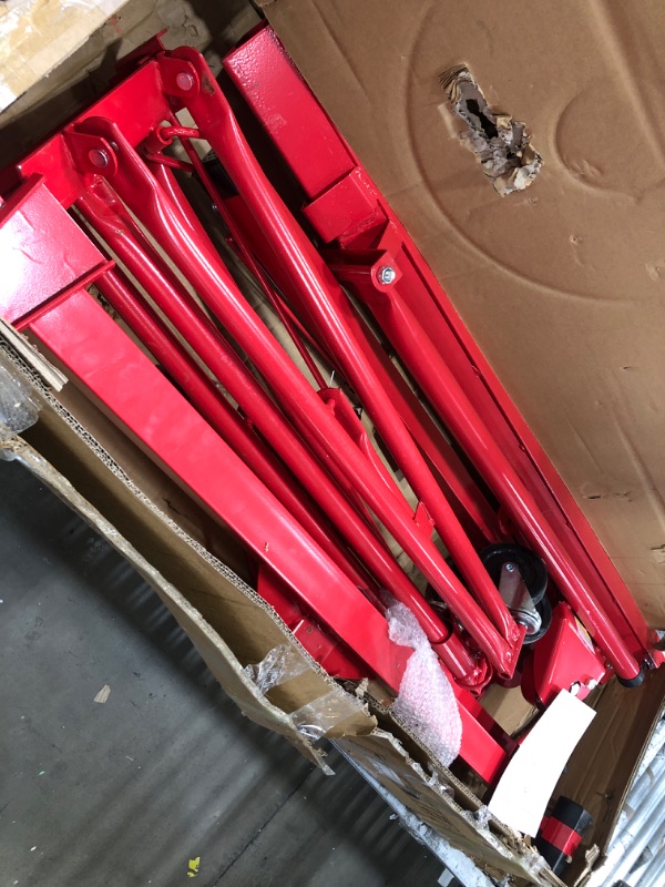 Photo 3 of * DAMAGED MISSING PARTS* Drywall Lift 11' Drywall Panel Hoist Construction Rolling Caster Wheel Lockable Tool Jack Lifter Jack Drywall Lift Construction Tools (Red)
