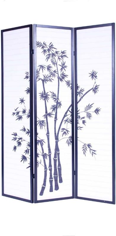 Photo 1 of ***DAMAGED - PUNCTURED - SEE PICTURES***
Roundhill Furniture 3-Panel Oriental Shoji Room Divider Screen, Black