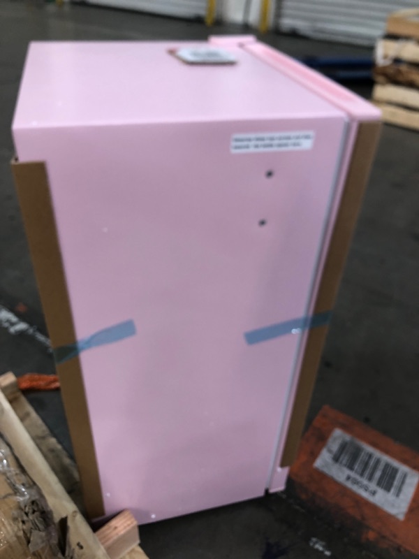 Photo 3 of * SEE NOTES* Frigidaire Retro Compact Fridge with Chiller, 3.2 cu ft Countertop Fridge with Built-In Bottle Opener, Compact Refrigerator for Office, Bedroom, Dorm Room or Cabin - 16.5"D x 19"W x 31"H (Pink) PINK Single Door Fridge