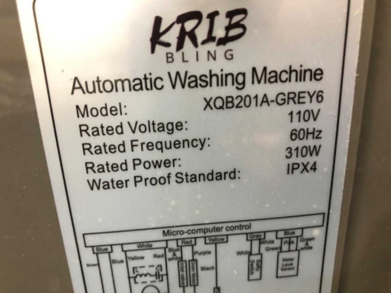 Photo 6 of * DAMAGED* Qhou KRIB-XQB201A-GREY6 Full Automatic Washing Machine, XQB201A-GREY
