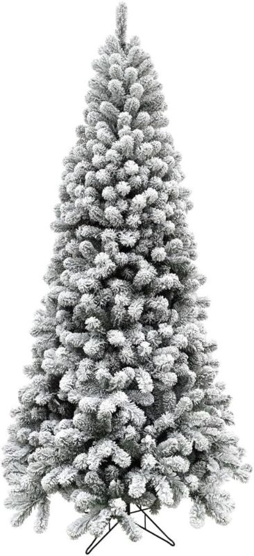 Photo 1 of * SEE NOTES* Fraser Hill Farm 12-Ft. Alaskan Pine Flocked Artificial Christmas Tree with Stand, Unlit Foldable Fake Tree with Realistic Snowy Foliage for Home Decoration
