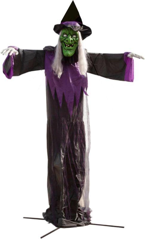 Photo 1 of * MISSING PARTS* ONLY Haunted Hill Farm 15-ft. Animatronic Scary Talking Witch with Touch Activated Lights and Sound, Battery-Operated Outdoor Halloween Decoration
