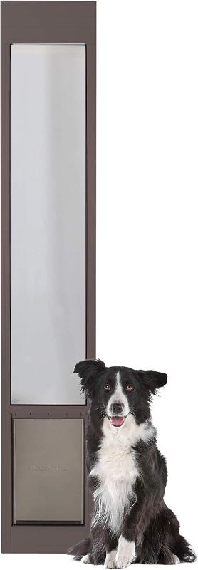 Photo 1 of *DAMAGED* PetSafe 1-Piece Sliding Glass Pet Door for Dogs and Cats - Adjustable Height 75 7/8" to 81"- Large, Bronze, No-Cut DIY Install, Aluminum Patio Panel Insert, Great for Renters or Seasonal Installation
