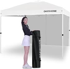 Photo 1 of * SEE NOTES* OASISHOME Pop-up Portable Outdoor Canopy Tent 10'x10' Instant Gazebo, with 1 Sidewall, Carry Bag, Stakes, Ropes, for Outdoor/Beach/Patio/Wedding Parties and Commercial Events (10FTx10FT, White)
