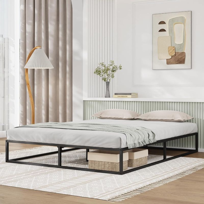 Photo 1 of * MISSING PARTS* Novilla Queen Bed Frame, Metal Platform Bed Frame, Sturdy Metal Bed Frame, Wood Slats Support, No Box Spring Needed, Durable and Safe, Easy Assembly, Dark Black
