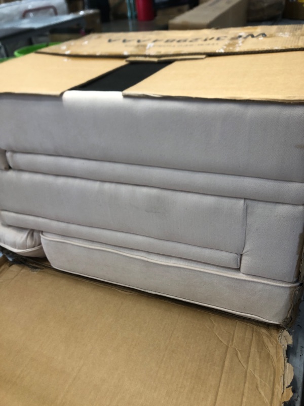 Photo 3 of * MISSING PARTS ONLY ONE SECTION*VINGLI 110" Modern U Shaped Sectional Couch with 51"D Double Chaise for Living Room, Beige Deep Seat Sectional Sofa Sets with 5.9" Thickness Seating Padding for Home Furniture,Linen Fabric,Metal Legs
