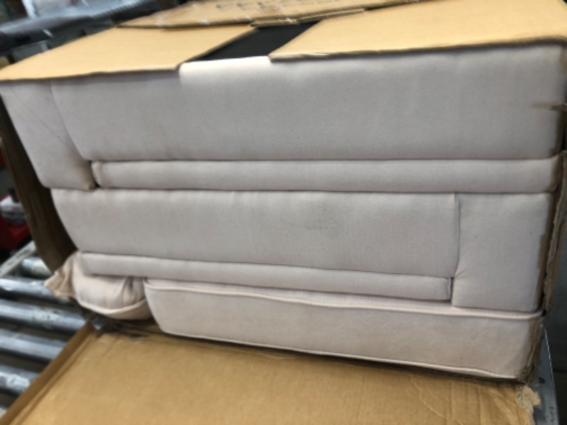 Photo 2 of * MISSING PARTS ONLY ONE SECTION*VINGLI 110" Modern U Shaped Sectional Couch with 51"D Double Chaise for Living Room, Beige Deep Seat Sectional Sofa Sets with 5.9" Thickness Seating Padding for Home Furniture,Linen Fabric,Metal Legs
