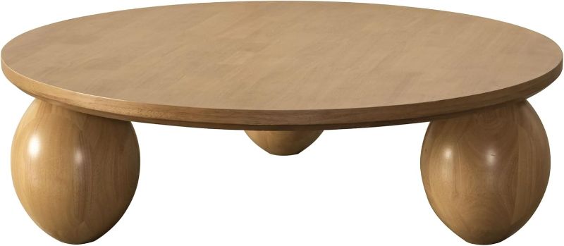 Photo 1 of *LEGS ONLY MISSING TABLE TOP* Limari Home Timuel Collection Modern Living Room Veneer Finished Round Coffee Table, Natural Rubberwood
