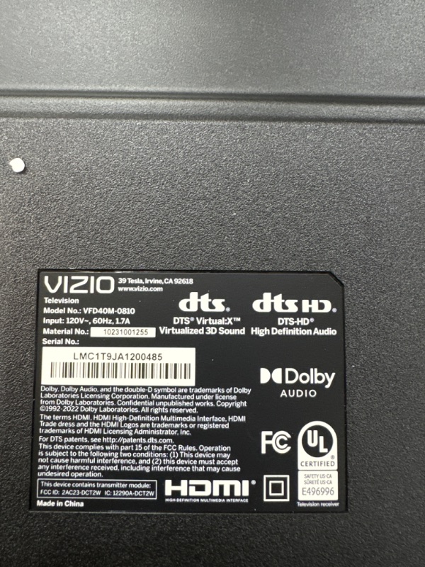 Photo 4 of *POWERS ON** VIZIO 40-inch Full HD 1080p Smart TV with DTS Virtual: X, Alexa Compatibility, Chromecast Built-in, Bluetooth Headphone Capable, (VFD40M-08 New)