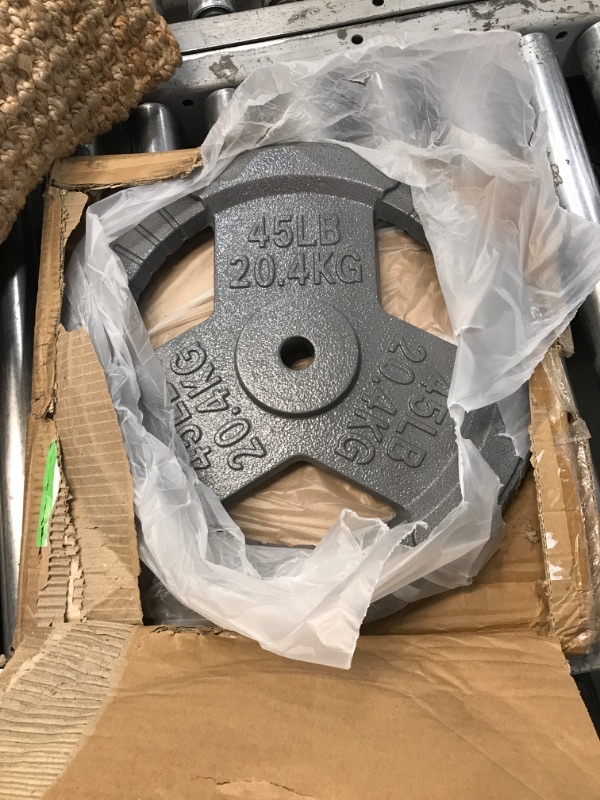 Photo 1 of (READ FULL POST) Yes4All Tri-Grip Handles Cast Iron Olympic Weight Plates, 2-Inch Weight Plates for Weight Lifting with Smooth and Durable Finish, Suitable for Strength Training Exercises (Single, Pair and Set)
