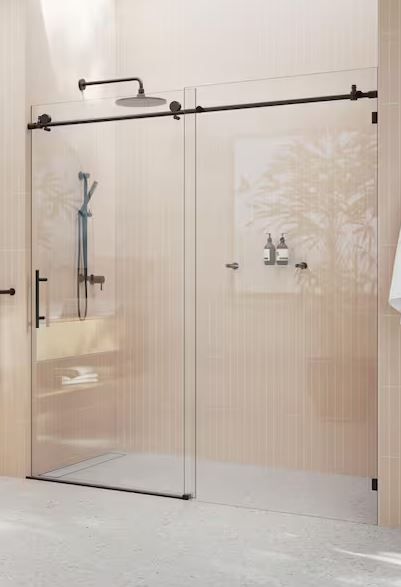 Photo 1 of ***TRUCK/TRAILER PICKUP ONLY - NO HARDWARE - SEE COMMENTS***
Glass Warehouse 56 in. x 78 in. Frameless Sliding Shower Door in Matte Black with Handle