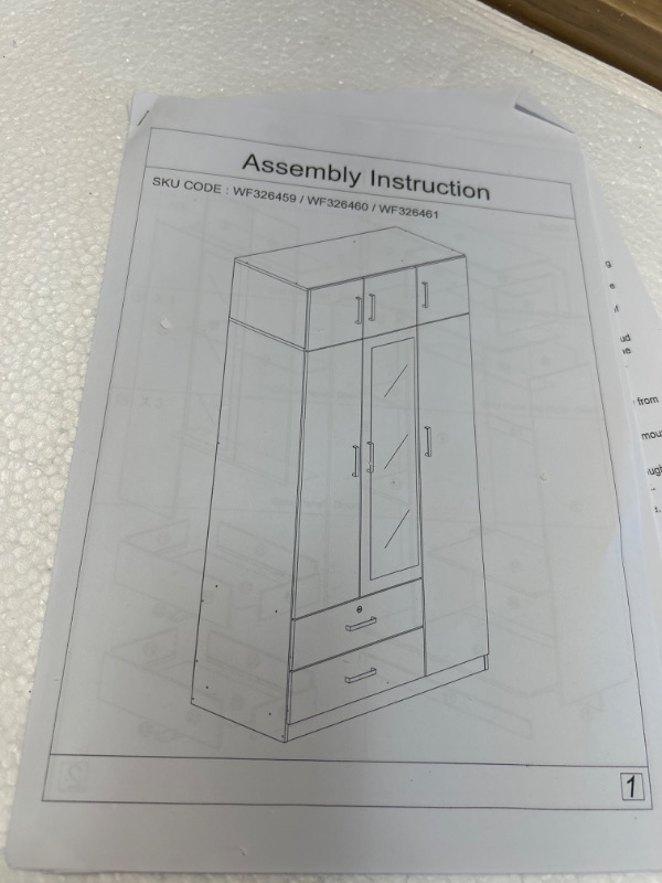 Photo 5 of ******PARTIAL SET , BOXES 2 OF 3 & 3 OF 3 ONLY ****Wardrobe 2 drawer 6 doors with mirror color white 