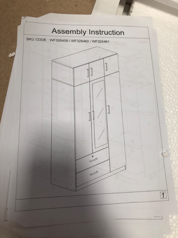 Photo 1 of *INCOMPLETE BOX 3 OF 3** wardrobe 2 drawer 6 doors with mirror white