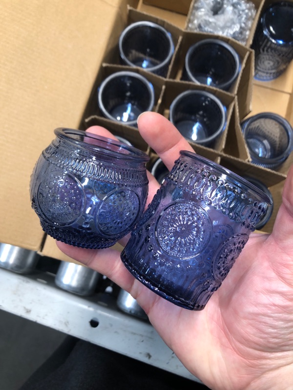 Photo 2 of (READ FULL POST) DEVI 24pcs Navy Blue Votive Candle Holders for Table Centerpieces, Blue Tealight Candle Holder for Bridal Shower Decorations, Boho Wedding Decorations for Home Party, Blue Sunflower Decor
