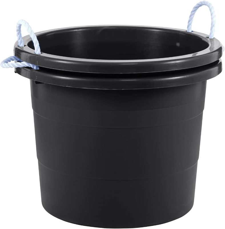 Photo 1 of 
United Solutions 19 Gallon Rope Handle Tub, 2-Pack, Heavy-Duty Organization and Easy-Access Storage Tub, Multi-Purpose, Made with Rugged Plastic, Black