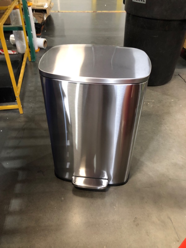 Photo 6 of ***USED - DAMAGED - DENTED - SEE PICTURES***
QUALIAZERO 50L/13Gal Heavy Duty Hands-Free Stainless Steel Commercial/Kitchen Step Trash Can, Fingerprint-Resistant Soft Close Lid Trashcan, Rectangle Shape, 17"L x 14.8"W x 24.41"H