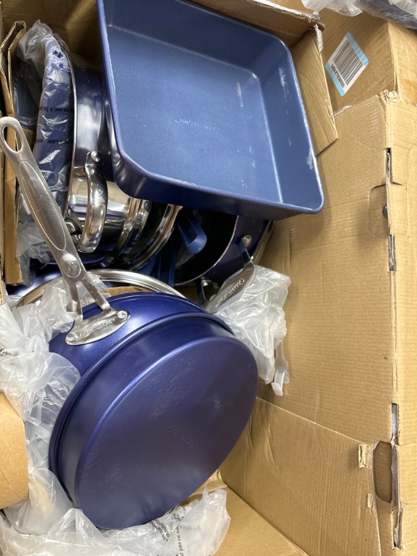 Photo 1 of ***DAMAGED - BENT - PARTS LIKELY MISSING - UNABLE TO VERIFY FUNCTIONALITY - SEE PICTURES***
Granitestone 20 Piece Cookware Set Nonstick Pots and Pans Set Bakeware Set with Ultra Nonstick Durable Mineral & Diamond Coating 100% PFOA PFAS Free Cookware, Meta