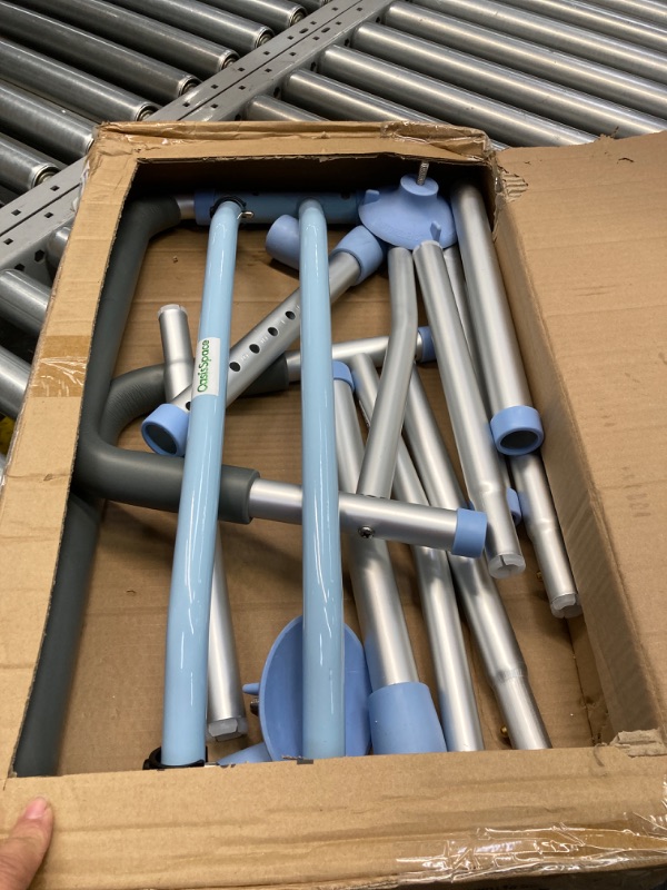 Photo 1 of OasisSpace Stand Alone Toilet Safety Rail - Heavy Duty Medical Toilet Safety Frame for Elderly, Handicap and Disabled - Adjustable Bathroom Toilet Handrails Grab Bar, Fit Any Toilet