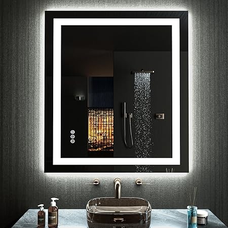 Photo 1 of **see notes**
LOAAO 24"x36" LED Bathroom Mirror with Lights, Anti-Fog, Dimmable, RGB Backlit + Front Lighted, Bathroom Vanity Mirror for Wall, Memory Function