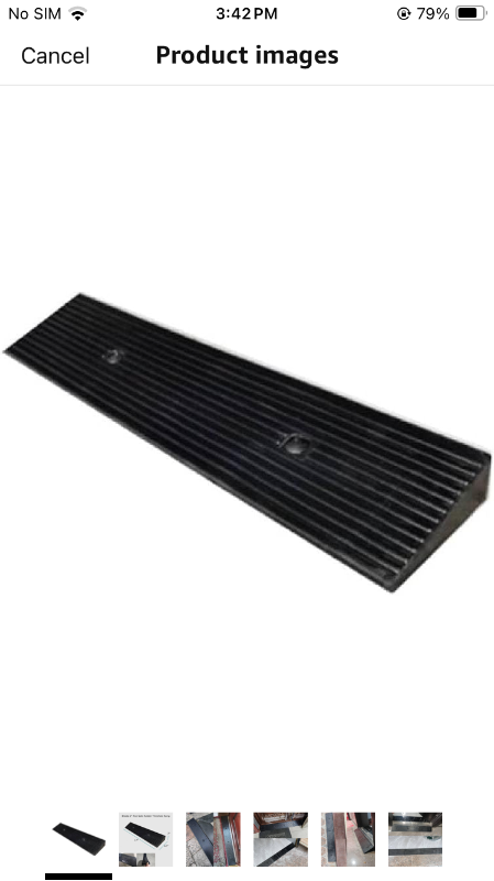 Photo 1 of 2'' Rise Solid Rubber Threshold Ramp, 1500 LBS Capacity, 17" Wide Non-Slip Wheelchair Ramp for Doorway Indoor or Outdoor, Bathroom, Garage and Supermarket Entrance, Cuttable (Black, 2'')