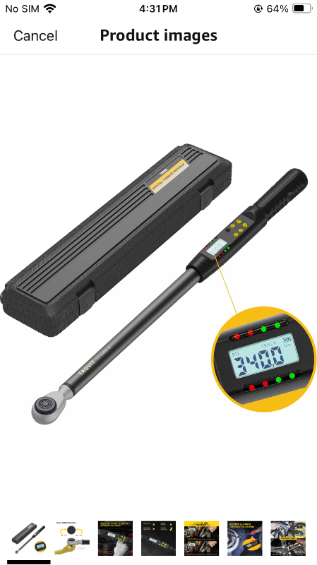 Photo 1 of 1/2 Inch Drive Digital Torque Wrench, 12.5-250.8 Ft.lb/17-340 Nm Electronic Torque Wrench, ±2% Accuracy with Preset Value, Data Storage, Buzzer and LED Flash Notification for Motorcycle, Car

