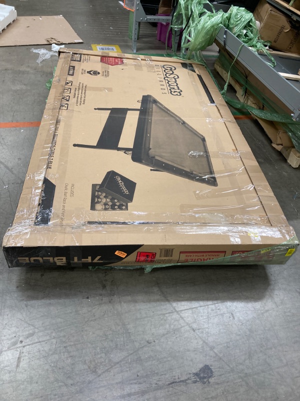 Photo 1 of GoSports 7 ft Billiards Table - Portable Pool Table - Includes Full Set of Balls, 2 Cue Sticks, Chalk, and Felt Brush - BLUE