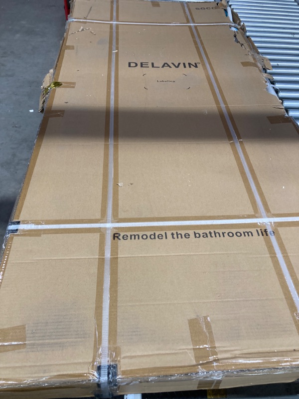 Photo 1 of DELAVIN 56"-60" W x 75" H Frameless Shower Door, Double Sliding Shower Door, Glass Shower Door with 5/16" (8mm) Clear SGCC Tempered Glass, Explosion-Proof Film, Stainless Steel Hardware, Gold