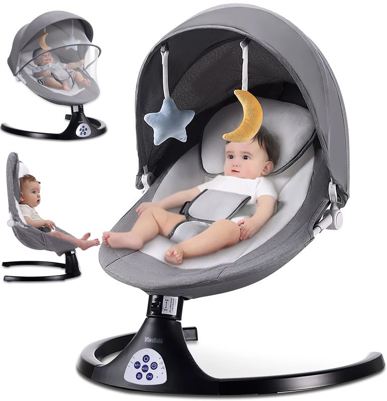 Photo 1 of Baby Swing for Infants, Electric Portable Swing with 5 Speed, Bluetooth Rocker with Remote Control, Adjustable Seat, Gray