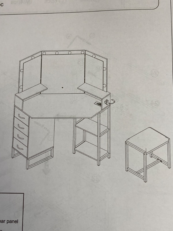 Photo 5 of 
Corner Vanity Table with Lights , 4 Drawers ***(EXACT STOCK PHOTO UNAVAILABLE CONTENT MAY VARY SLIGHTLY FROM PHOTO APPEARING, PLEASE REFER TO ASSEMBLY MANUAL PHOTO*** BOX HAS CORNER RIPS/TEARS)***SEE ALL PHOTOS `