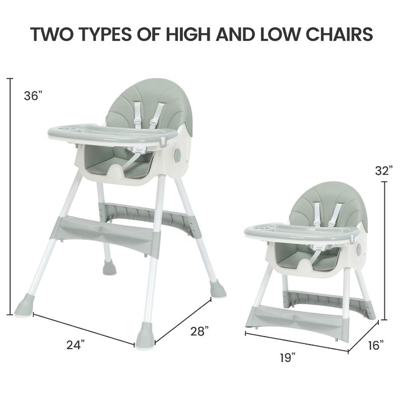 Photo 1 of 2-in-1 High Chair, Convertible High Chair for Babies and Toddlers, Light Weight Portable Highchair ***BLUE AND WHITE **DAMAGED SEE NOTES 