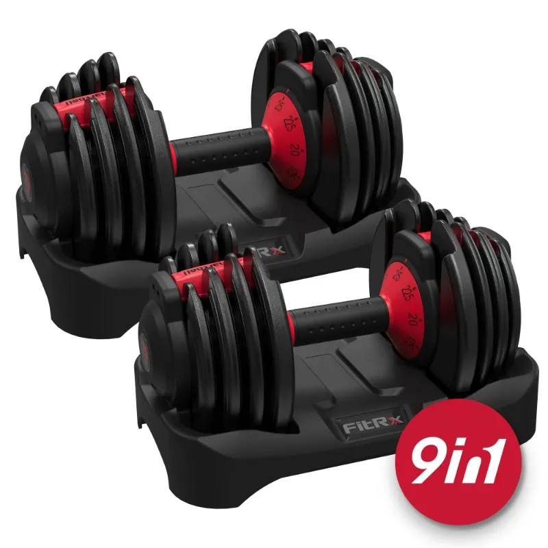 Photo 1 of ****one weight**** FitRx SmartBell 25lbs. Quick-Select 9 in 1 Adjustable Dumbbell for Home Gym, 5-25lbs. Weight in 2.5lbs Increments
