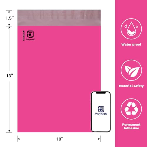 Photo 1 of **5 PACKS OF 100***POLYSELLS 500 Pcs 10x13 Inches Pink Poly Mailers Shipping Envelopes, Strong Adhesive Sealing, Waterproof, and Tear-resistant Postal Mailing Bags for C