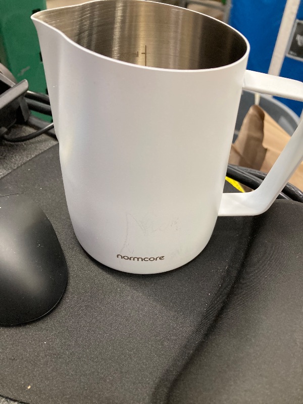 Photo 1 of **HAS MARKS ON OUTSIDE-SEE PICS**Normcore Milk Pitcher with Round Spout - Espresso Steaming Pitcher - Milk Frothing Jug - Cappuccino Latte Art Barista Cup - Non-stick coating White - 20.3 oz (600 ml)