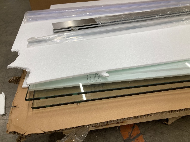 Photo 1 of **MISSING HARDWARE***VANITYFUS 72 in. W x 76 in. H Double Sliding Frameless Shower Door in Brushed Nickel with Soft-Closing and 3/8 in. (10 mm) Glass BRUSHED NICKEL