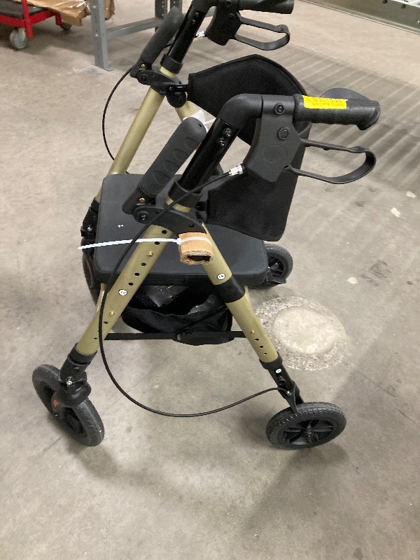Photo 1 of ***MISSING ONE LEG SUPPORT***Foldable Rollator Walker for Seniors with Seat, Lightweight 2 In 1 Rolling Walkers Wheelchair Combo for Adult, Transport Chair with Brakes, Adjustable Seat and Handle, 300 Lb. Weight Capacity