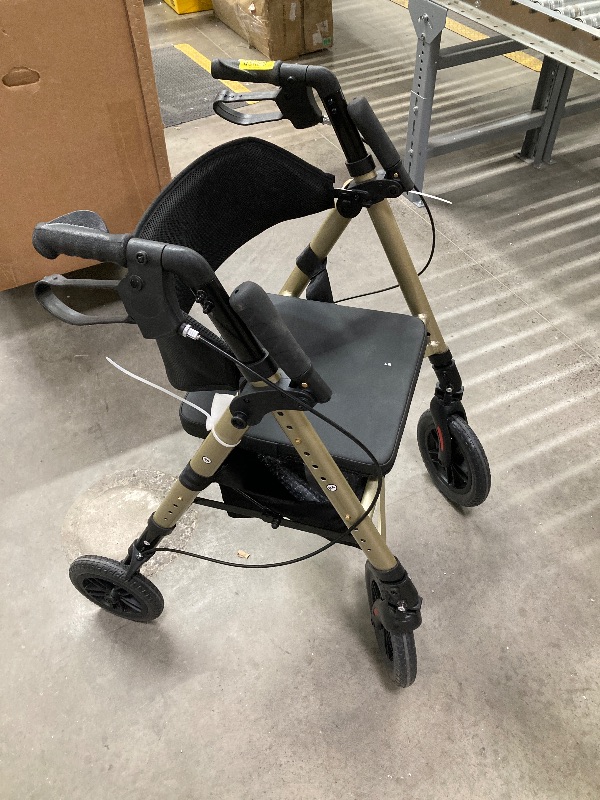 Photo 1 of ***MISSING ONE LEG SUPPORT***Foldable Rollator Walker for Seniors with Seat, Lightweight 2 In 1 Rolling Walkers Wheelchair Combo for Adult, Transport Chair with Brakes, Adjustable Seat and Handle, 300 Lb. Weight Capacity